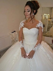 S0982R Nouvelle Robe de Mariée 2026 en Dentelle Brodé Plate Couleur Chair à Col Rond - Product Image 3