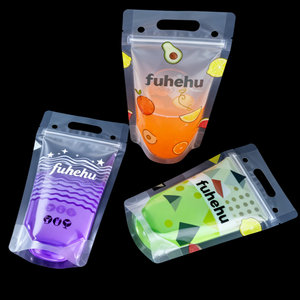 Effacer Transparent Biodégradable Gravure Imprimé Vampire Sang Boisson Jus De Fruits Lait Boisson Sacs Pailles Logo Ziplock Stand - Product Image 5