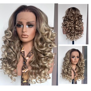 <span class=keywords><strong>Parrucche</strong></span> Afro Ricci Latisha Hot Selling, Biondo Acqua Profondo, Senza Colla, Onde e <span class=keywords><strong>Parrucche</strong></span> Sintetiche HD Lace Frontal per Donne Nere - Product Image 5