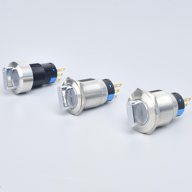 Metal Rotary Push Button Switch 16mm Self Locking Waterproof 1NO LED Illuminated 220V 250V 2A for Smart Electronic Control