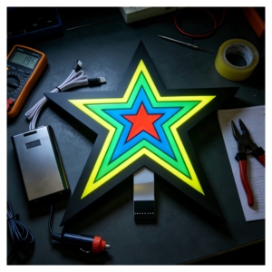 Autocollant en feuille EL à haute luminosité. Motifs lumineux de Père Noël, bonhomme de neige et étoiles. Crée une ambiance festive pour la maison et les fêtes - Product Image 6