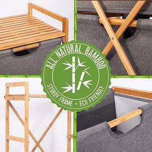 Cesta de Almacenamiento Independiente LEDIN de Bambú Natural con 4 Niveles y Cajones, Organizador de Ropa para Dormitorio, Baño y Lavadero - Product Image 2