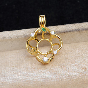 Colgante de Plata 925, Accesorios para Joyería DIY, con Base Hueca, Modelo 5839, 11.5-11.9mm, Bañado en Oro, Jaula para Perlas sin Perforar - Product Image 4