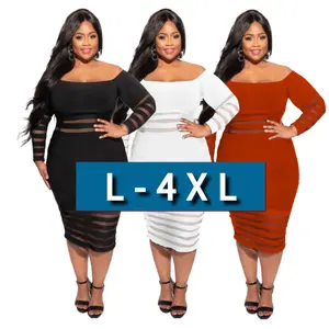 Wholesale A Line Long Sleeve V Neck Long Maxi Women Clothing Plus Size 5XL Woman Dress