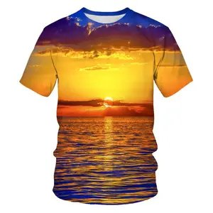 최소 디자인 유명한 다채로운 3D 프린트 티셔츠 스트리트웨어 패션 남여 공용 셔츠 맞춤형 티셔츠