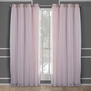 Cortinas exclusivas de rubor Rosa 52x84 Home Catarina Layered Solid Room Darkening Blackout Sheer Grommet Top 2 - Product Image 3