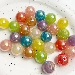 DIY 10-14mm AB Rainbow glitter powder acrylic beads for jewelry making beaded bag phone chain making accessories