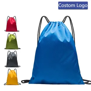 Özel Logo promosyon 600D Oxford spor Cinch çuval spor çanta açık su geçirmez basketbol büzmeli sırt çantası