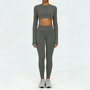 XW-ACX8002+ACK8002-1 Nuovi Arrivi Abbigliamento Sportivo da Donna per <span class=keywords><strong>Palestra</strong></span>, Completo Fitness Personalizzato, Set Yoga 2 Pezzi - Product Image 2