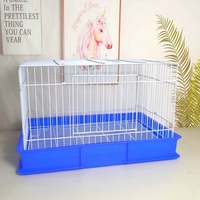 Cage à lapin anti-éclaboussures simple en fil métallique, cage à cochon d'Inde pliable et portable, grande cage rectangulaire pour chinchilla avec plateau en plastique
