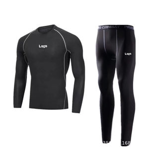 Conjunto Deportivo Personalizado de <span class=keywords><strong>2</strong></span> Piezas para Hombre, Camiseta y Pantalones Cortos o Largos de Compresión, Secado Rápido, Ajustado, para Gimnasio, Running y Entrenamiento - Product Image 1