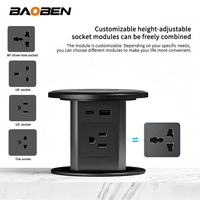 BAOBEN Prise de bureau escamotable avec chargement sans fil et USB, multifonctionnelle pour îlot de cuisine