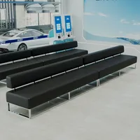 Banc long en métal moderne en forme de L, banquette pour hôpital, hôtel, hall d'entrée, canapé en cuir PU, mobilier commercial pour salle d'attente