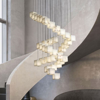 Lustre suspendu nordique en albâtre, design postmoderne en laiton et marbre, pour hall d'hôtel, salon, escalier, en cuivre durable