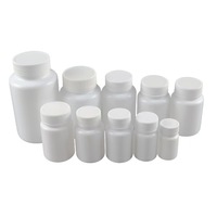Bouteilles en plastique HDPE blanches 30/50/100 ml pour médicaments, résistantes à la lumière, sérigraphiées, avec bouchon à vis inviolable, emballage pour produits solides
