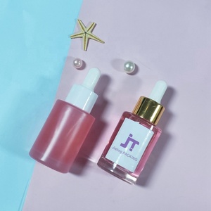 Pink Frosted Wholesale Flat Shoulder 20ml 30ml <b>50ml</b> 60ml 80ml 100 Thick Glass Skincare Serum Hair Oil Glass <b>Bottle</b> With Dropper - Product Image 1