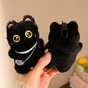 Llavero de Peluche de Gato Negro, Juguete de Peluche Suave al por Mayor, Animal de Peluche de Dibujos Animados con Ojos Grandes para Decoración de Bolsos - Product Image 3