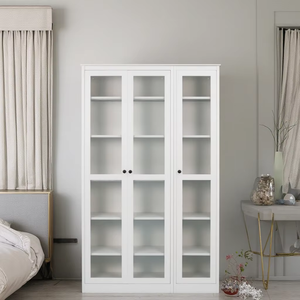 Librería Moderna de Acero, Vitrina de Pared para Sala de Estar, Puertas Batientes de Vidrio, Gabinetes Metálicos, Muebles para el Hogar - Product Image 6