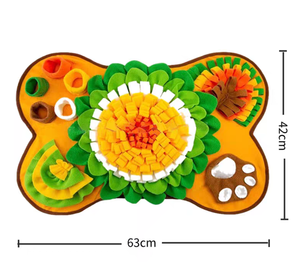 Moderne zonnebloemprint polar fleece snuffelmat, wasbaar, interactief slow feeder speeltje, 70x50cm, duurzaam voor grote honden binnenshuis - Product Image 2