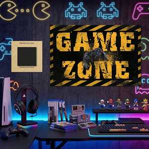 Game Zone Retro Metallschild im Warnschild-Stil, Metallwandkunst für Spielzimmer, Männerhöhle, Schlafzimmer-Dekoration - Product Image 1