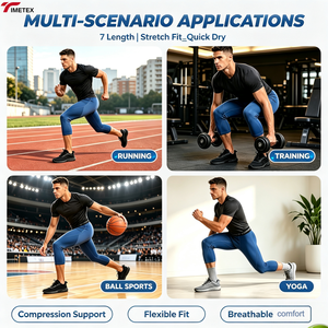 <span class=keywords><strong>Leggings</strong></span> de compression pour hommes TIMETEX, <span class=keywords><strong>leggings</strong></span> de sport personnalisés avec logo, couche de base, longueur <span class=keywords><strong>3</strong></span>/<span class=keywords><strong>4</strong></span>, pantalon de fitness pour la salle de sport - Product Image 2