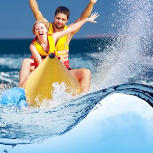 Bateau gonflable en PVC en forme de banane, 125,9*49,2*35,4 pouces, tube tractable pour deux personnes, pour s'amuser en été à la piscine ou à la plage - Product Image 6