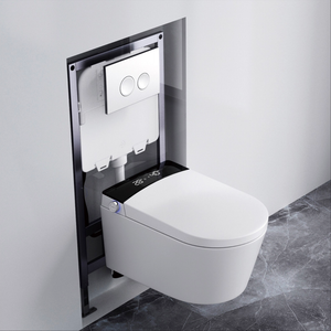High Quality <b>Bathroom</b> Ceramic Smart Toilet Remote Control P-trap S-trap Heated Seat Dual-Flush Automatic Bidet Color Black/White - Product Image 2