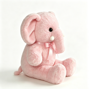 Peluche de Elefante Rosa Personalizado - Peluche Suave y Esponjoso con Lazo de Satén Rosa, Peluche de Elefante para Bebés, Nu - Product Image 3