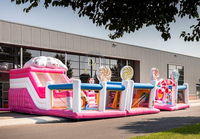 Parc à thème gonflable commercial Fun City, aire de jeux géante, château gonflable combiné Candyland