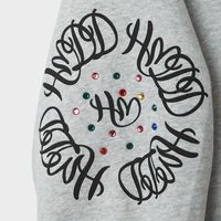 Hoodie Crop Fit Boxy 100% katun berat, desain custom, sablon DTG, berhiaskan rhinestones, hoodie zipper high street