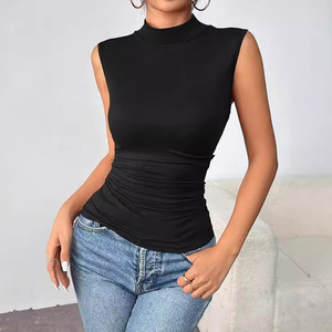 Phụ Nữ Của Giả Cao Cổ Áo Vest <span class=keywords><strong>2025</strong></span> Mới Mỏng Không Tay Hot Girl Top Đàn Hồi Cơ Bản Giản Dị T-Shirt - Product Image 2