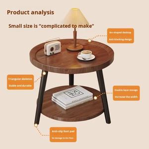 Side Table Small Nordic StyleCoffee Table with Shelf Storage Modern Design Planing Board Top Assembled <strong>Smart</strong> Bedroom <strong>Furniture</strong> - Product Image 5
