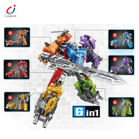 Mainan hewan deformasi Chengji 6in1 mainan Robot dinosaurus Diecast pengembangan otak perakitan plastik murah Set deformasi
