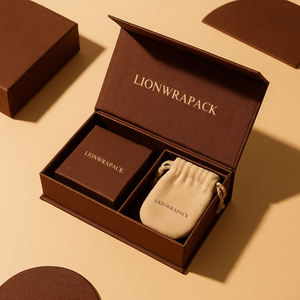 Lionwrapack Schwarze Magnetische Klappdeckel Schmuckschatulle für Armband-, Halsketten- und Schmucksets mit Individuellem Logo - Product Image 1