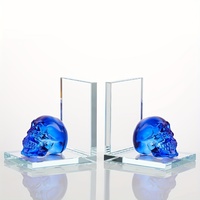 Statues de Têtes de Crânes en Verre K9 Colorées, Sculptures en Cristal pour Décoration Feng Shui, Élément Décoratif Unique pour la Maison