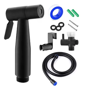 PINEBAY Best Seller Stainless Steel Handheld Bidet Toilet Spray Bidet Sprayer Black Toilet Bidet Sprayer Set