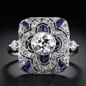 Bague en saphir simulé pour femmes, bijoux fins européens et américains, bague de fiançailles plaquée platine, cadeau de luxe - Product Image 5