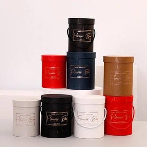 Custom Eco Friendly Portable Round Flower Cone Gift Paper Boxes Lid Hug Bucket Packaging Box Wedding Cylinder box