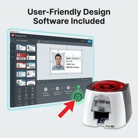 Impresora de Tarjetas de Identificación Evolis Badgy 100 de Nivel Básico con Interfaz USB, Impresora de Tarjetas de PVC para Estudiantes para Uso en el Campus Escolar