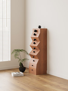 Commode à 5 tiroirs en bois massif, armoire de rangement irrégulière et étroite, meuble polyvalent pour la fin du lit et le côté du canapé, pour l'ameublement de la maison - Product Image 5