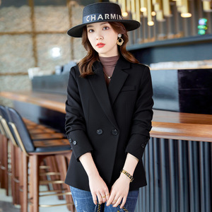 Khaki Women's Blazer Slim Fit Solid Color Wool <b>Blend</b> Suit Jacket Spring Autumn Wear - Product Image 4