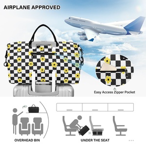 Juego de 2 Bolsas de Viaje para Mujer, Bolsa de Lona con Diseño a Cuadros Personalizado, Bolsa de Fin de Semana Acolchada con Bolsa Organizadora - Product Image 5