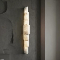 Applique murale de luxe en albâtre espagnol au design italien, lampe LED longue et superposée en marbre pour villa, salon, fond de couloir
