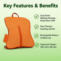 Ergonomisches Kabelloses Massagekissen mit Gehmassage und Wärmefunktion für Zuhause und Sofa, Wiederaufladbares Shiatsu-Massagegerät