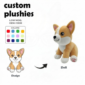 Peluche personnalisée en gros, mini chien <span class=keywords><strong>Corgi</strong></span>, cadeaux sur le thème des animaux, animal en peluche avec logo brodé personnalisé, jouet dragon en peluche - Product Image 1