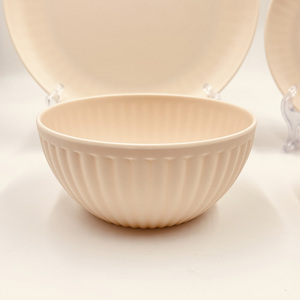 Set <span class=keywords><strong>di</strong></span> Stoviglie in Melamina Rosa a Coste per Uso Quotidiano, <span class=keywords><strong>Servizio</strong></span> <span class=keywords><strong>da</strong></span> Tavola per Cene Casuali - Product Image 2