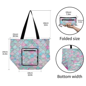 Wholesale Custom Printed Eco Friendly Recycle Reusable Polyester Grocery Bag <b>Handbag</b> Fabric Tote Shopping Bags - Product Image 3