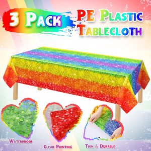 XUECE Mantel de Plástico Arcoíris 54x108 Pulgadas, Cubiertas de Mesa Desechables para el Mes del Orgullo, Suministros para Fiestas de Cumpleaños y Celebraciones - Product Image 3