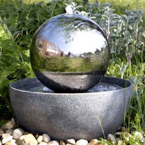 Edelstahl Silber kugel Wasserspiel für Garten dekoration Landschaft - Product Image 4