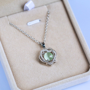 Collana con Ciondolo Floreale in Stile Coreano per Donne, con Incastonatura di Gemme, Catena in Rame, Design Elegante per la Clavicola - Product Image 3
